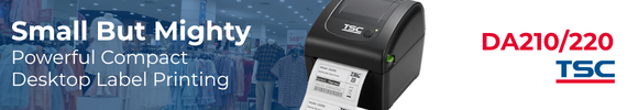 Da210-220 Desktop Label Printer. Small but mighty. Powerful compact desktop label printing.