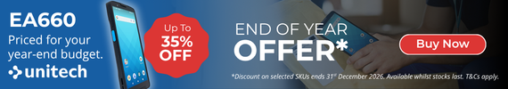 Unitech EA660 Mobile Computer End of Year Offer. Text reads 