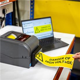 Brother label printer and software are being used to print warning labels.