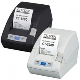 Discover the Citizen CT-S280 and CT-S281 ultra compact POS printers with two colour printing integrated cutter and 2 year warranty