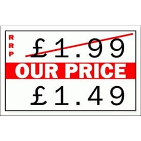 Image of 26 x 16 Price Gun Labels Pre-Printed