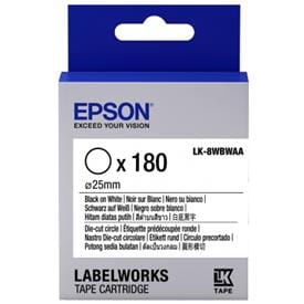 Epson LabelWorks Die-cut Circle Label Tapes are ideal for asset management, inspection labels